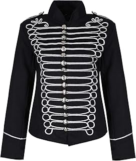 女式 emo punk 哥特拿破仑军装鼓手游行夹克