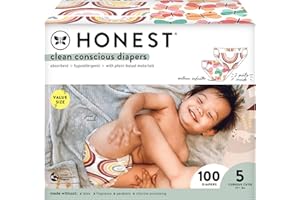 The Honest Company Clean Conscious 纸尿裤，Wingin It + 彩绘羽毛，5 号，100 片大盒装