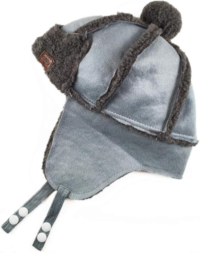 儿童人造毛皮冬季滑雪雪帽飞行员trapper 帽,适合幼儿男孩/幼童