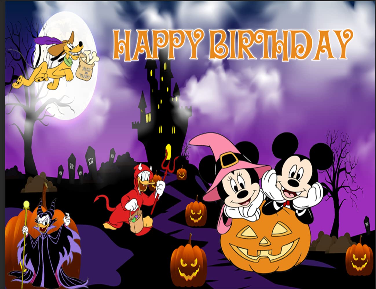Mickey Mouse Halloween Birthday Background 5x feet Mickey Mouse Not so Scary Halloween Background Children * A birthday vinyl Minnie Halloween banner Birthday decoration