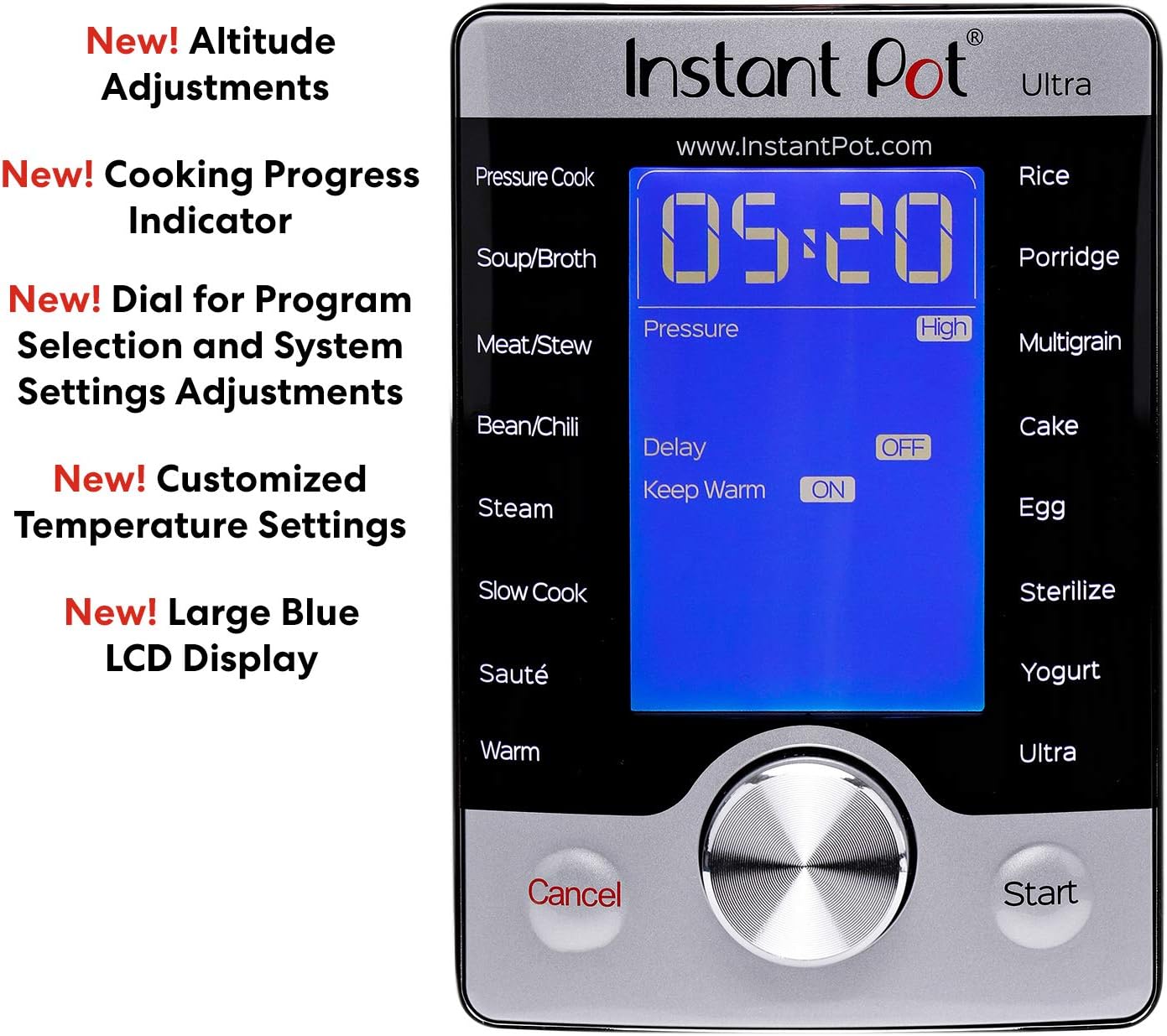Instant Pot Ultra 6 夸脱 约5 678升10合1多用途可编程高压锅 慢炖锅 电饭煲 酸奶机 蛋糕制造机 煮蛋器 炒锅 蒸锅 加热和消毒 亚马逊中国 厨具