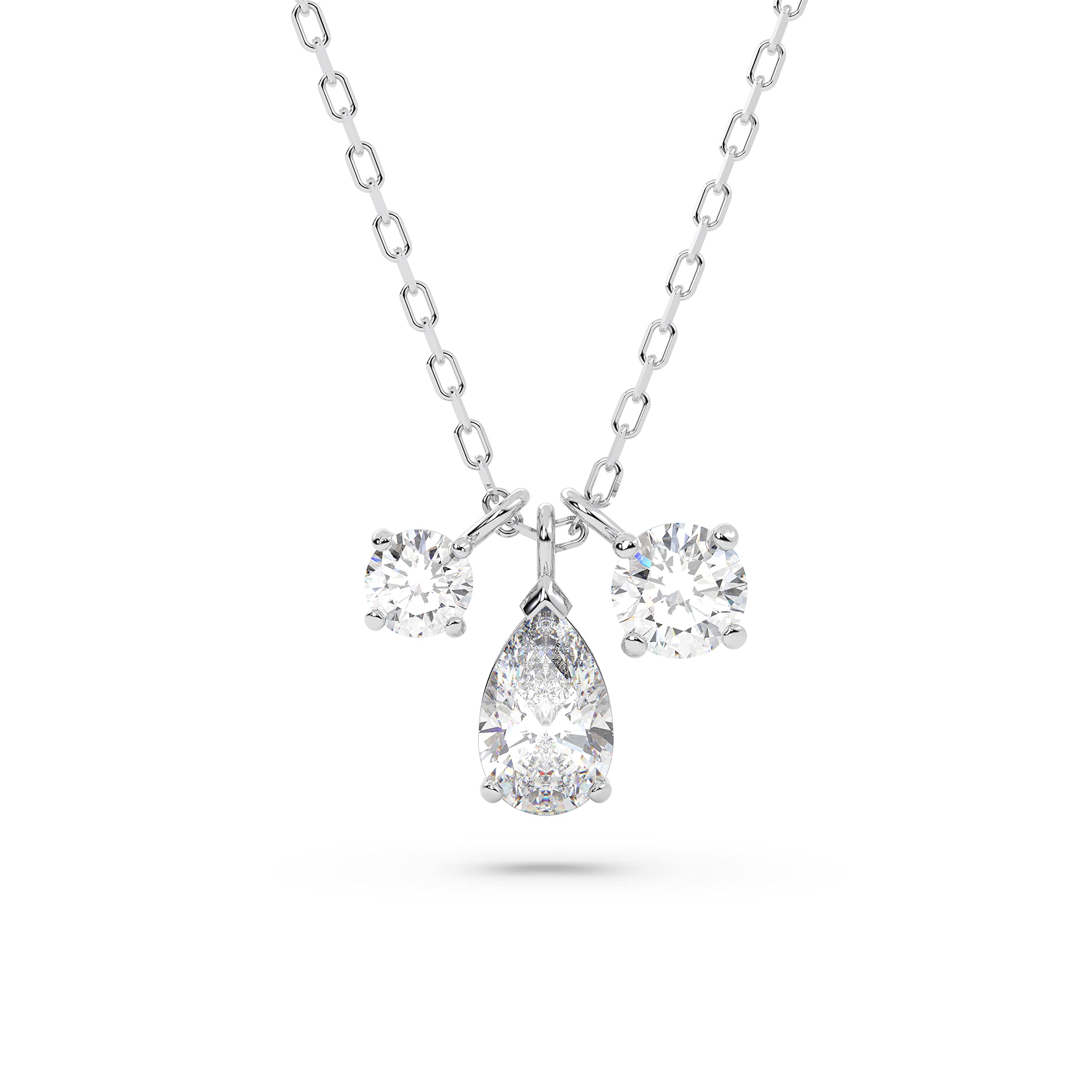 Swarovski Attract Pear jewelry collection, rhodium plated finish, clear crystal