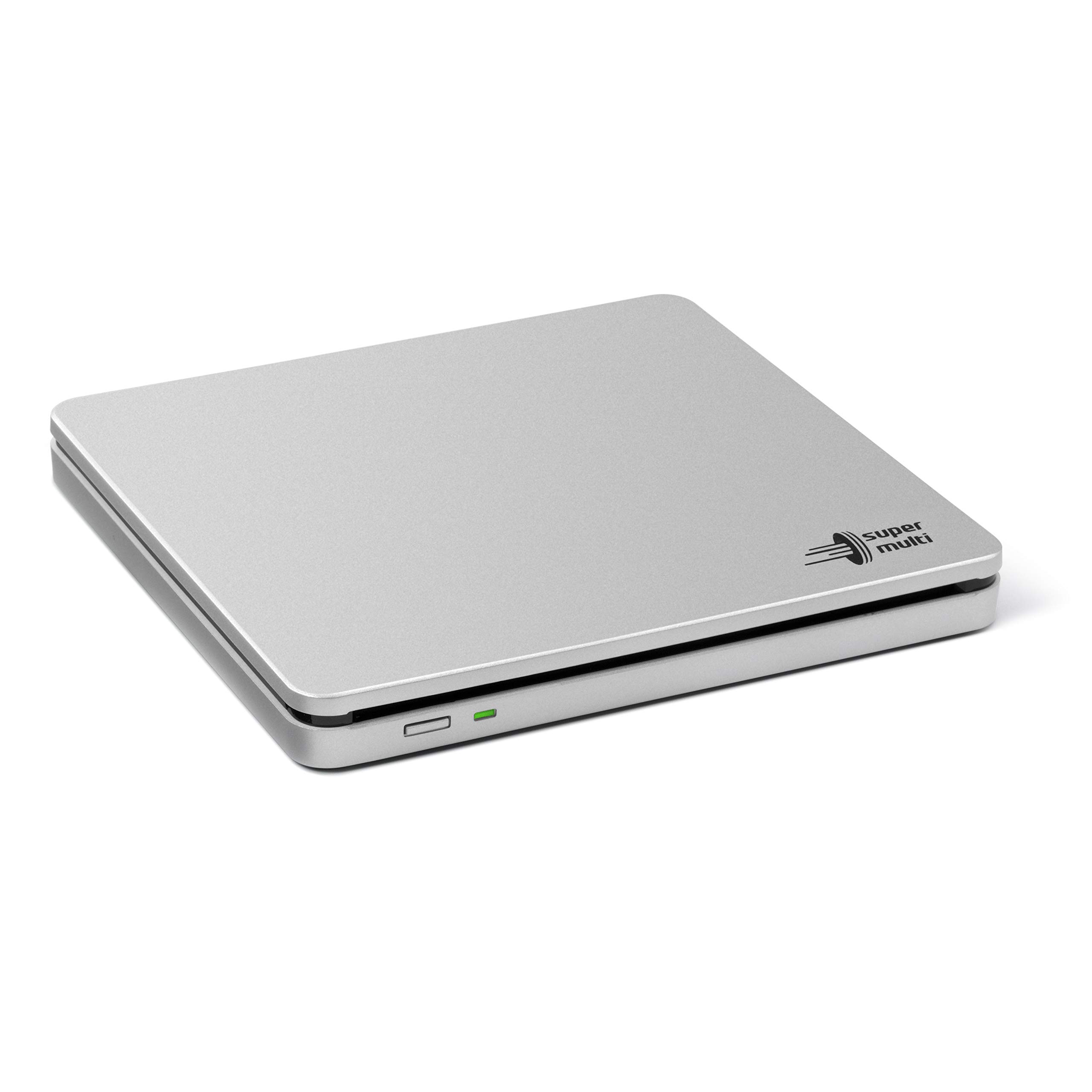 Hitachi-LG GP70 external CD/DVD drive, portable ultra-thin burner with slot design, USB 2.0 (compatible with 3.0), TV connection, compatible with Windows 10 and Mac OS, silver