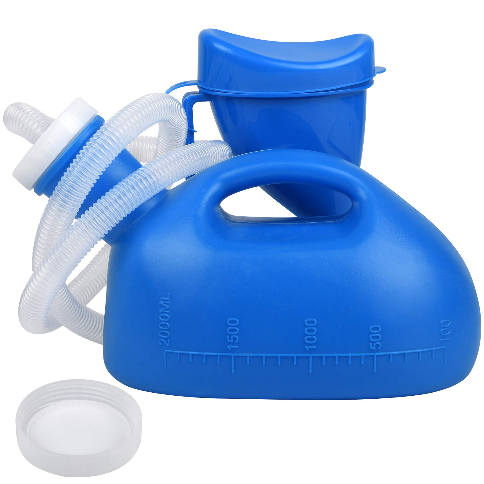 Men's * bucket,2000 ml female * bucket, Men's and women's portable * bottle, neutral bedpan with lid and 45 inch tube, Men's and women's urine bottle, suitable for camping van travel pregnancy - blue