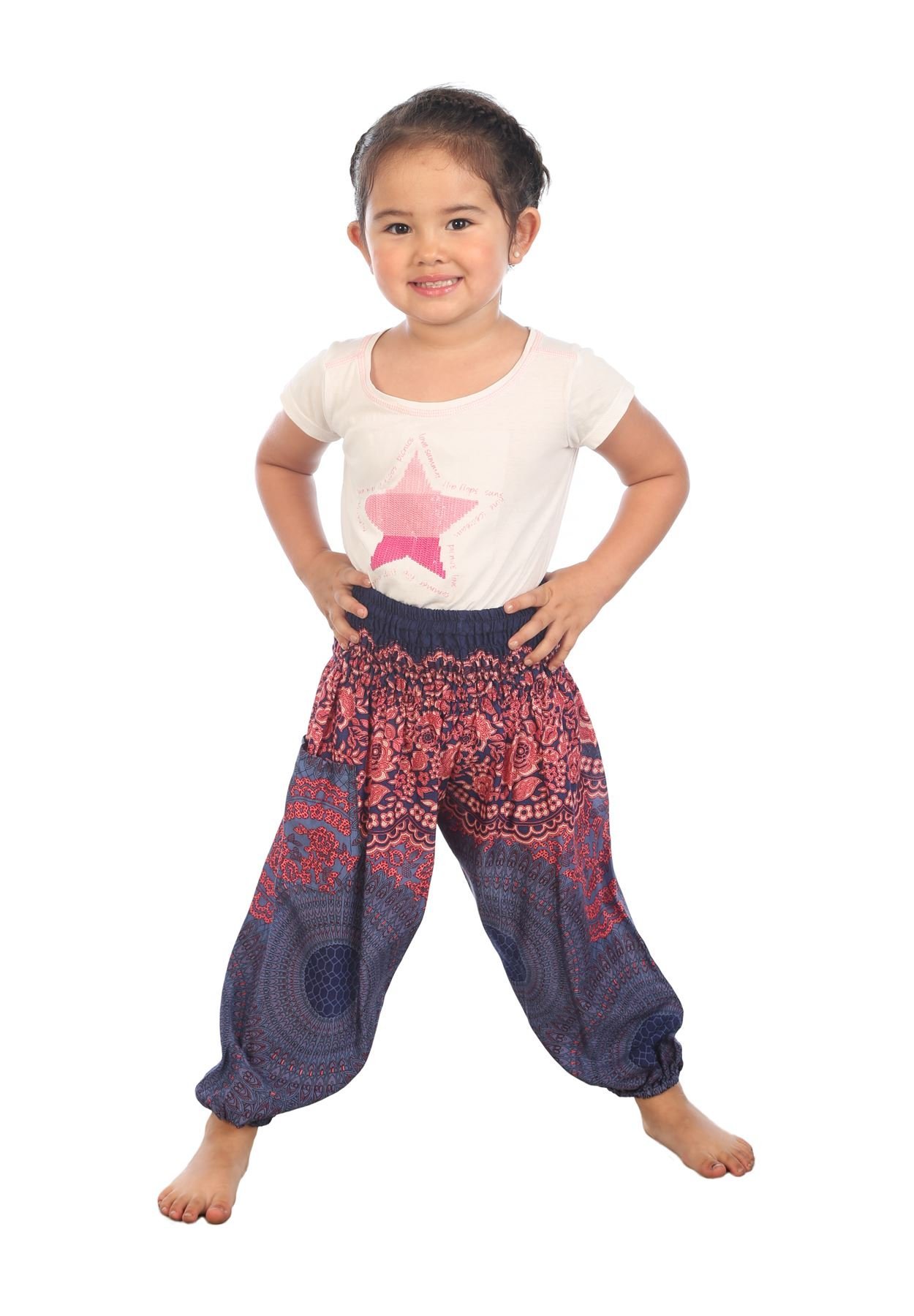 LOFBAZ Children's Hippy Thai Harun Aladdin Pirate Children's Pants Bohemian Loose and Colorful