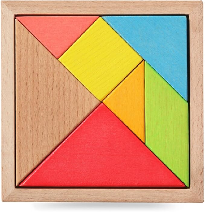 宝宝儿童小孩子传统木质益智力七巧板拼图拼板形状认知玩具(大号尺寸