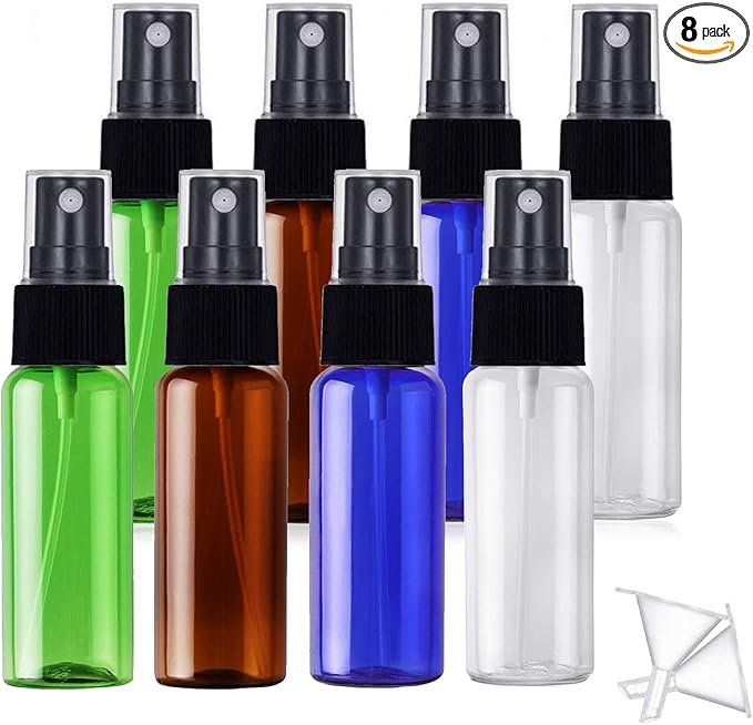 jamhoodirect 8 件装,30 毫升喷雾瓶空塑料细雾旅行喷雾器套装,带 2