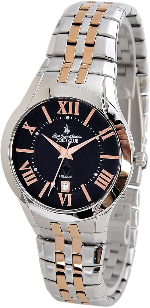 polo club 保罗男表 简约大方商务休闲男士手表 日历夜光 钢带pl121