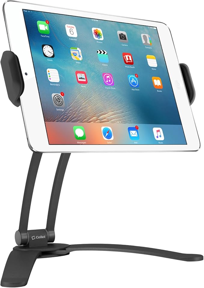 桌面和壁挂支架 二合一 360 度旋转通用平板电脑支架 适用于apple Ipad Pro 10 5 Pro 9 7 Ipad Mini 4 三星galaxy Tab S3 Amazon Fire Hd 白色 Celletphtab43cnbk Black Tablet Holder