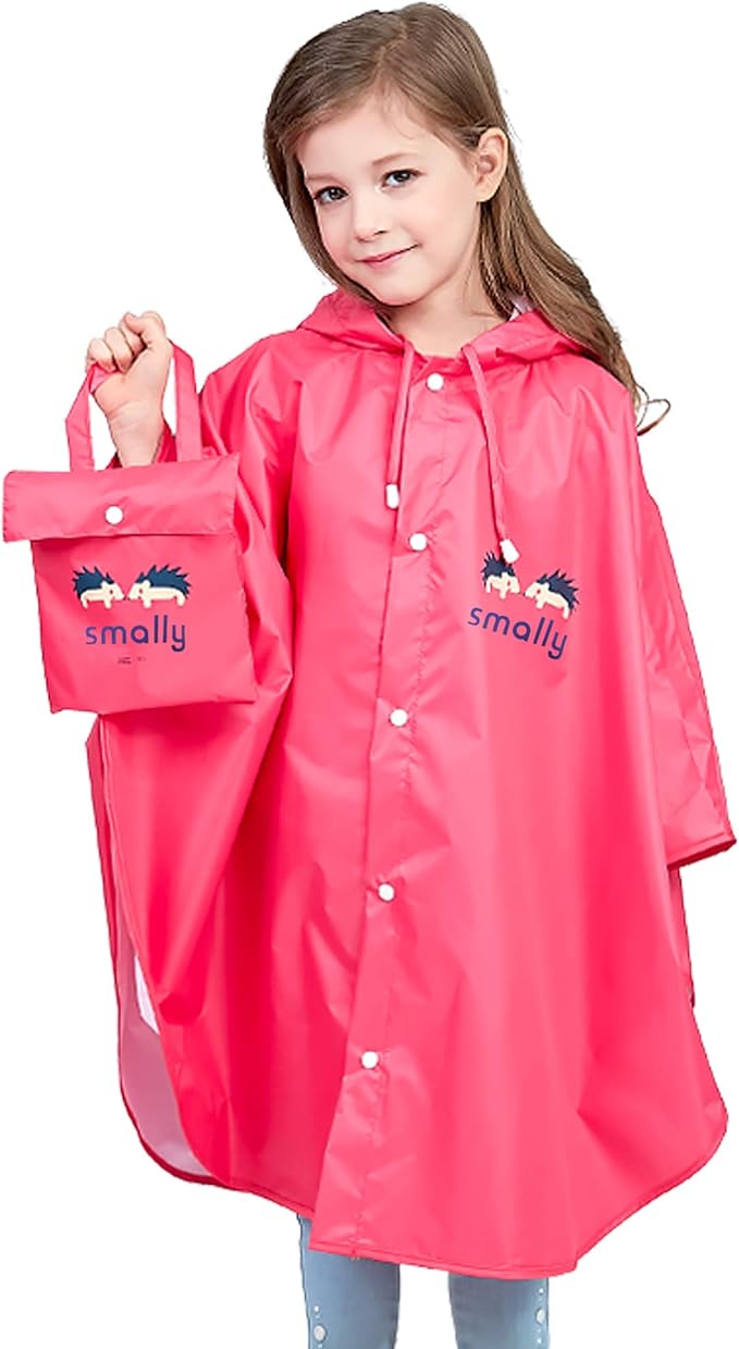 儿童雨衣,儿童雨衣,轻质防水雨衣外套,适合女孩男孩,便携式连帽雨衣