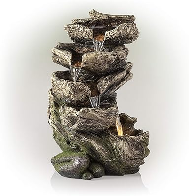 9 厘米)高室内/室外 5 层雨林瀑布 led 灯喷泉,棕色