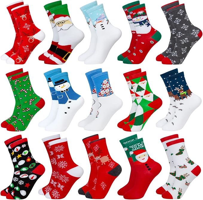 etime 15 双圣诞假日袜子新奇圣诞礼物袜子多彩有趣图案袜子适合女士