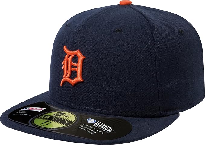 mlb底特律老虎队正品上场 road 棒球帽,59fifty,海军蓝/橘色