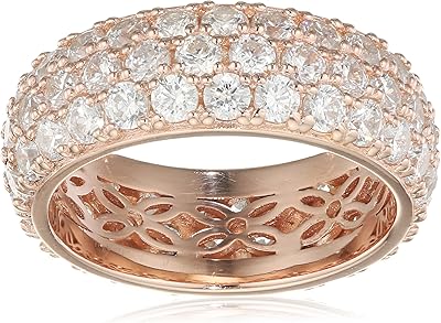 la lumiere 玫瑰金镀金标准纯银施华洛世奇锆石花式粉色三排密镶圆形