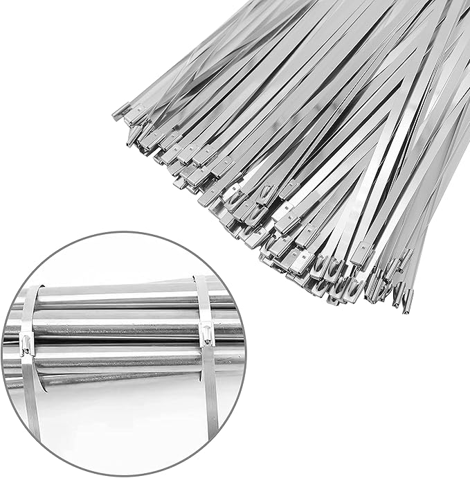 8 厘米金属拉链扎带,重型 304 不锈钢扎带,金属排气缠绕带 200 磅抗拉