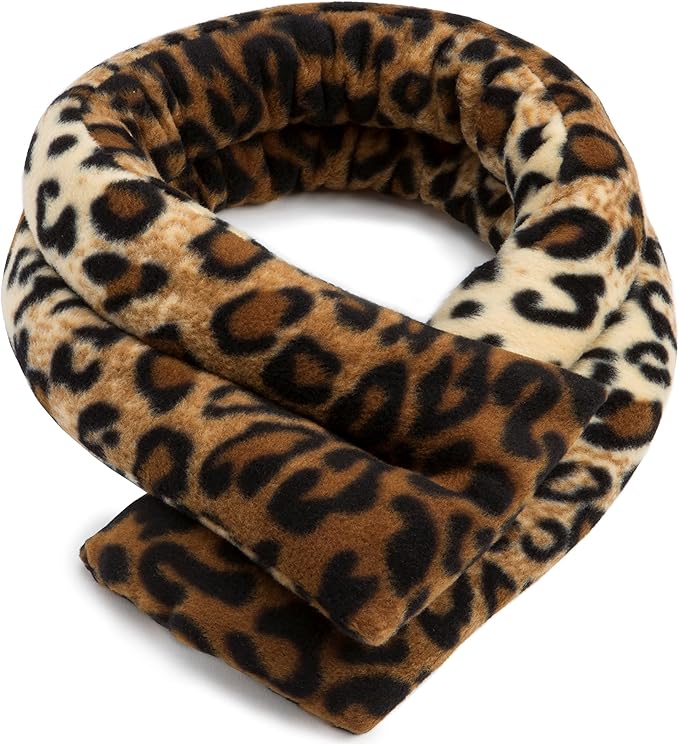 sunny bay extra long neck heating wrap, rice filled (leopard