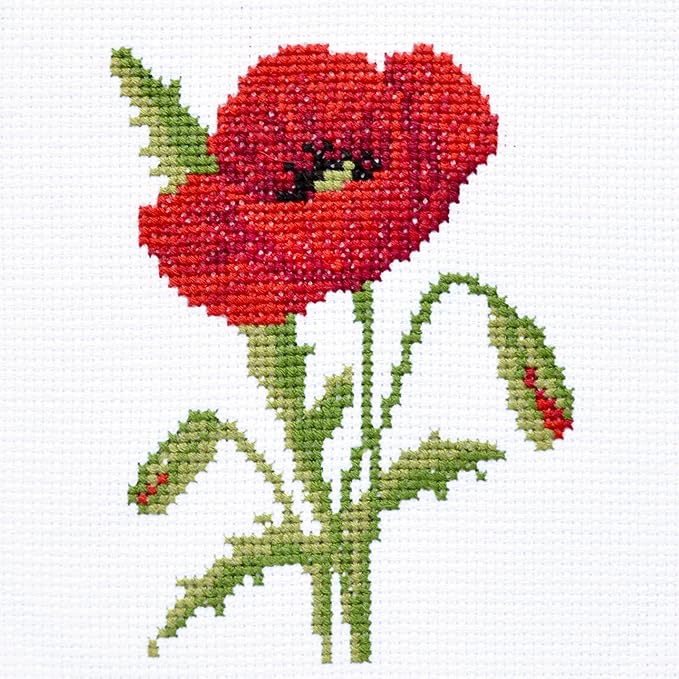 povitrulya 红罂粟花 - 手工刺绣的十字绣套件 - diy 简易花朵套装