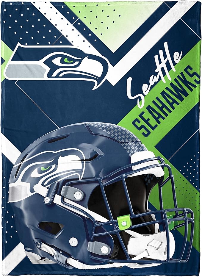 西北 nfl 西雅图海鹰队超大丝绸触感盖毯,球队颜色,55&#34; x 70&