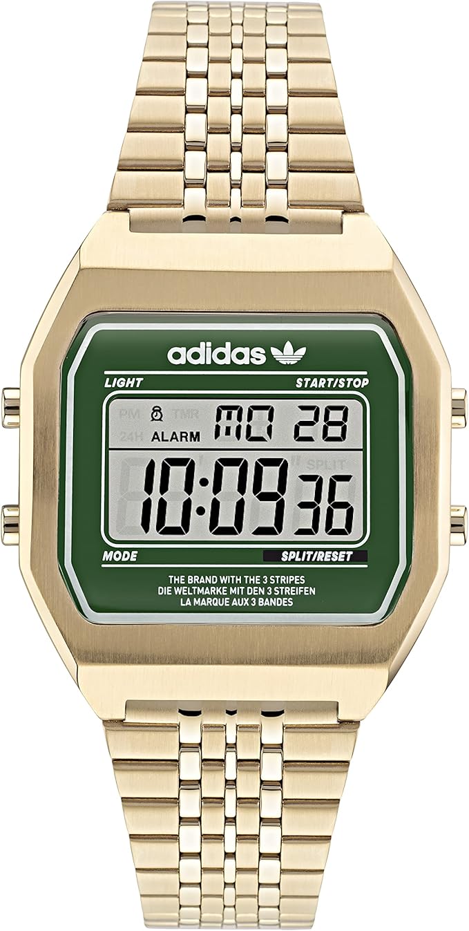 adidas 不锈钢金色表链数字手表(型号:aost220712i)