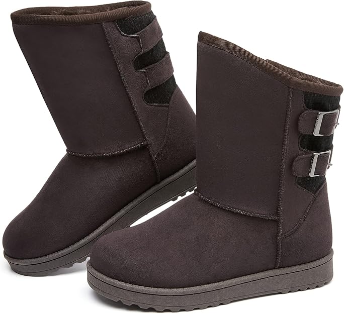 女式冬靴中筒雪地靴时尚保暖靴适合女士可爱毛绒一脚蹬靴