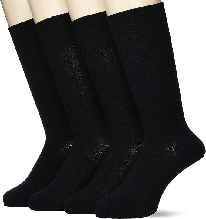 okamoto 24小时不满意 super sox 4双装 罗纹 圆筒袜 黑色 595-900