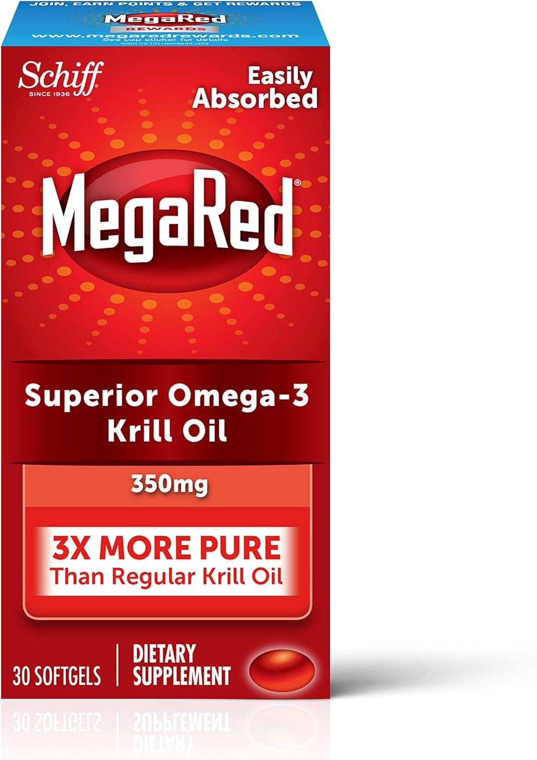 megared 350mg omega-3 krill oil - no fishy aftertaste as with