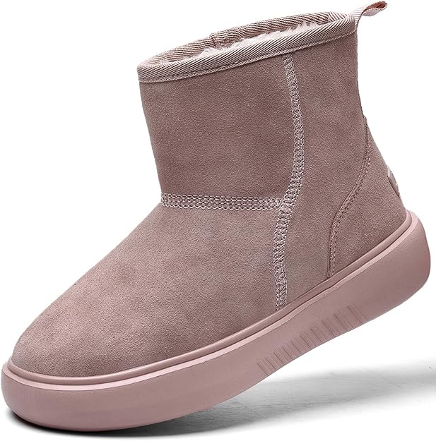 女士冬季雪地靴防水隔热防滑户外衬里保暖鞋麂皮经典短款迷你及踝 us