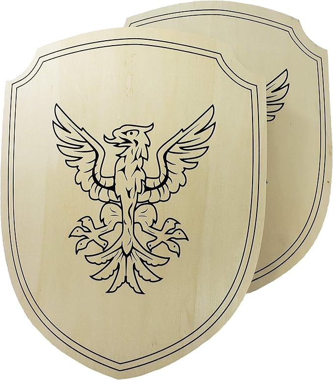 2 件装 - 手工木制玩具盾牌 - 手工制作 - 轻质木制玩具盾牌套装