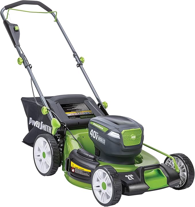 34 厘米 40v 无刷无绳锂离子电池供电割草机,带 2 节 40v 电池和充电