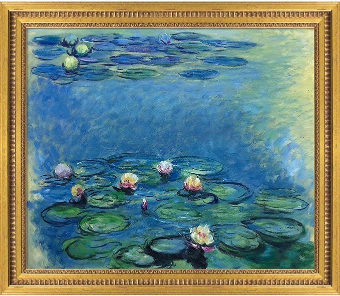 la pastiche 睡莲(蓝色/灰色)克劳德·莫奈油画,50.80 厘米 x 60.