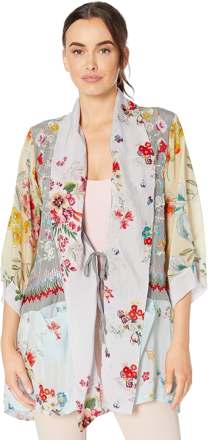 johnny was 女士印花和服,带刺绣