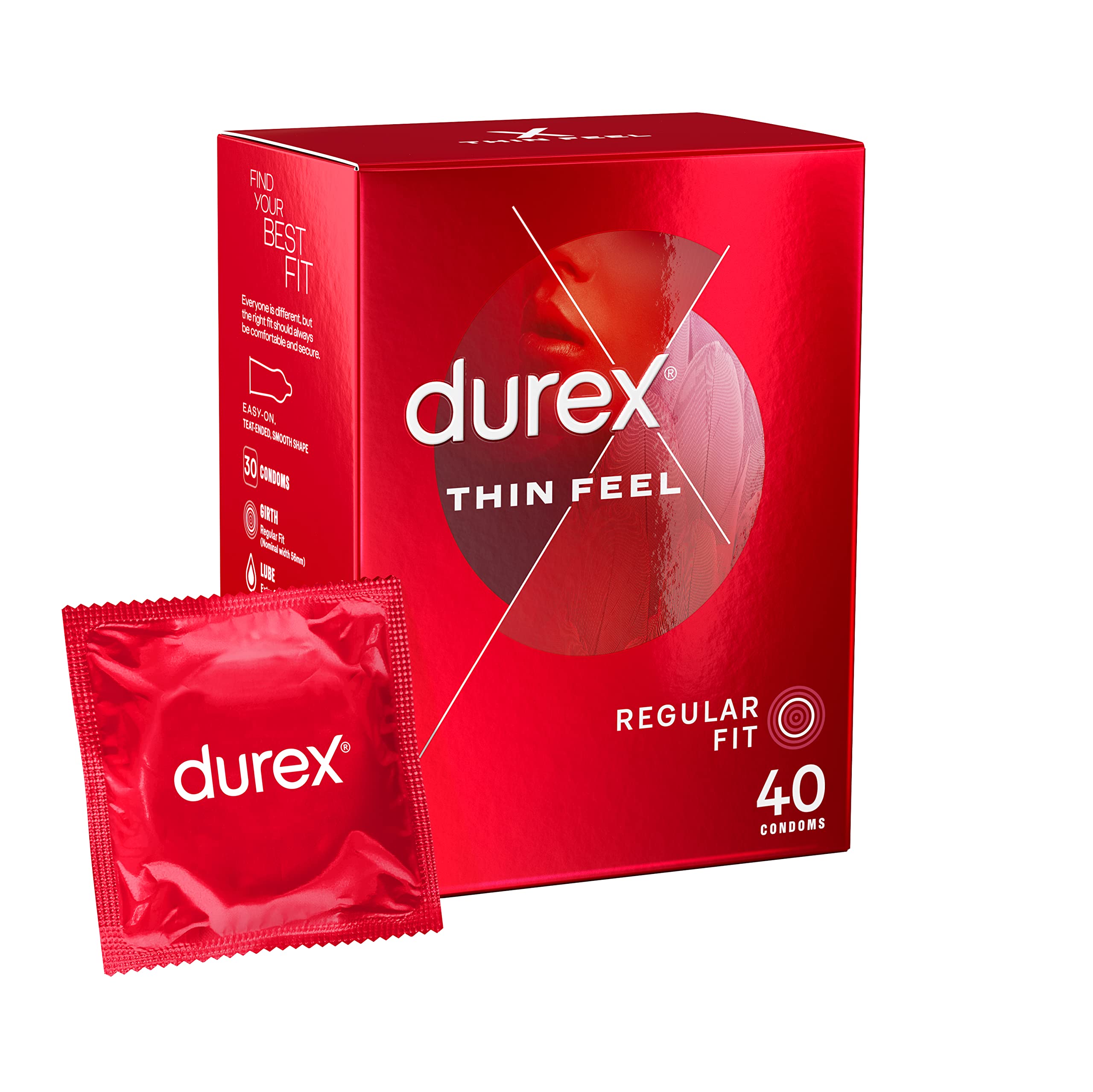 durex Durex Thin Touch condom for enhanced feeling and sensitivity, 40-piece pack (packaging may vary)