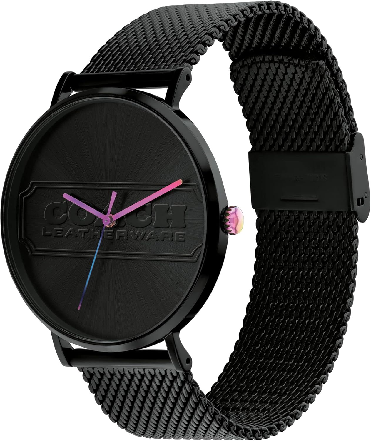 coach 蔻驰 14602591 查尔斯黑色表盘配紫色/蓝色点缀黑色网眼表带