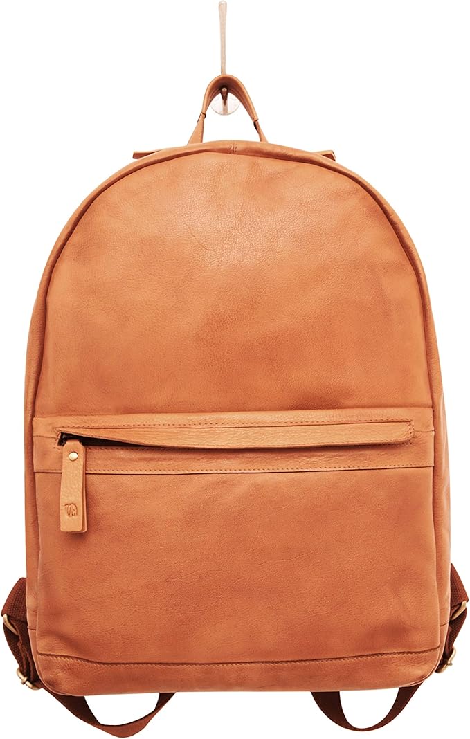 男式皮革背包 13 英寸长 x 11 英寸宽 x 5 英寸深 tan v-élan