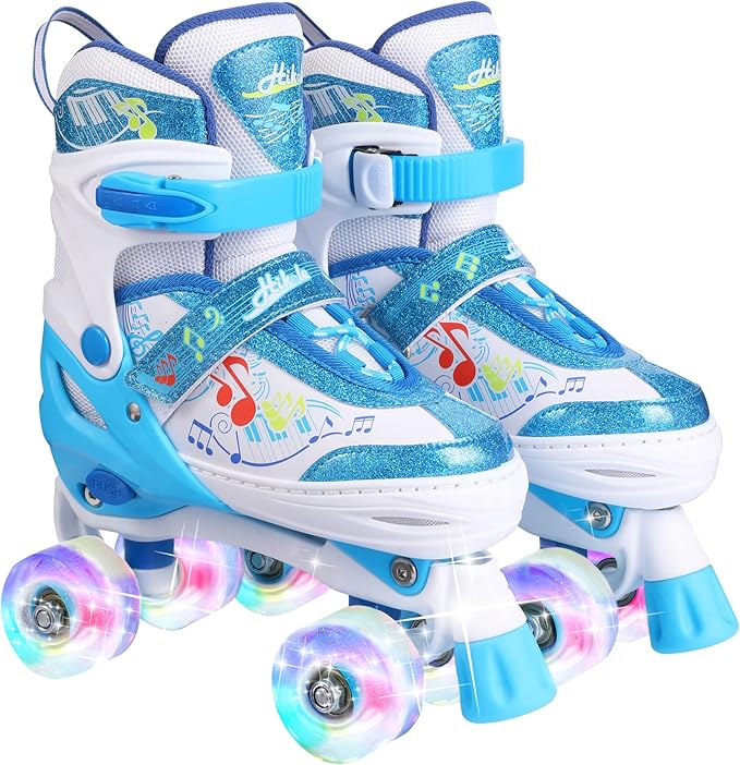 ancheer 女童溜冰鞋三重锁网眼透气四轮溜冰鞋尺寸可调节四轮溜冰鞋