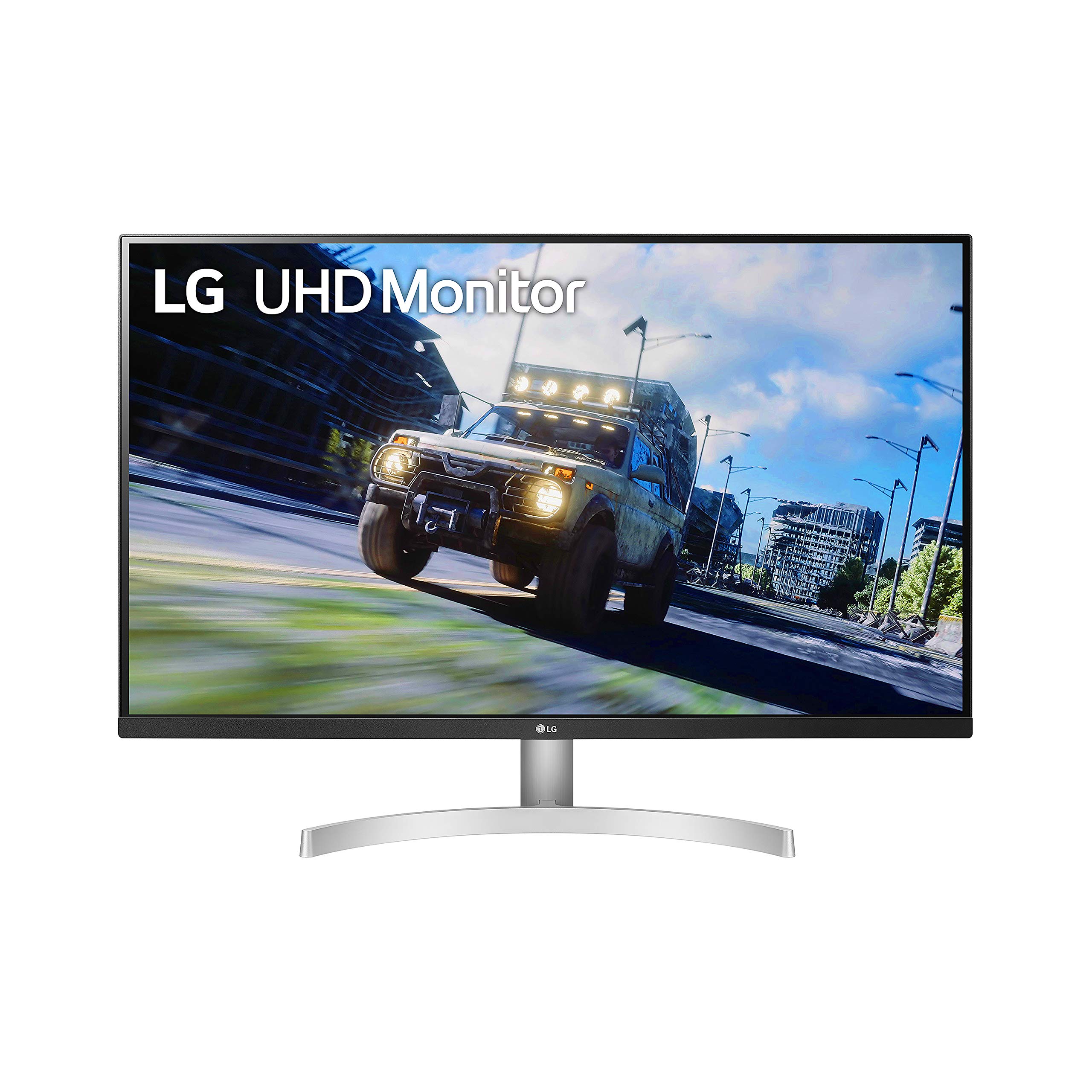 LG 32UN500-W Display 32-inch UHD (3840 x 2160) display, AMD FreeSync, DCI-P3 90% color gamut, HDR10, built-in speaker, 3 sides almost bezel-free design - silver/white