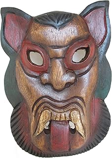 木质部落面具雕塑 - 非洲风格 tiki 面具墙壁艺术装饰 - 手工雕刻酒吧