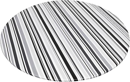 carnation home fashions 波西米亚条纹圆形合身乙烯基桌布,黑色,121.