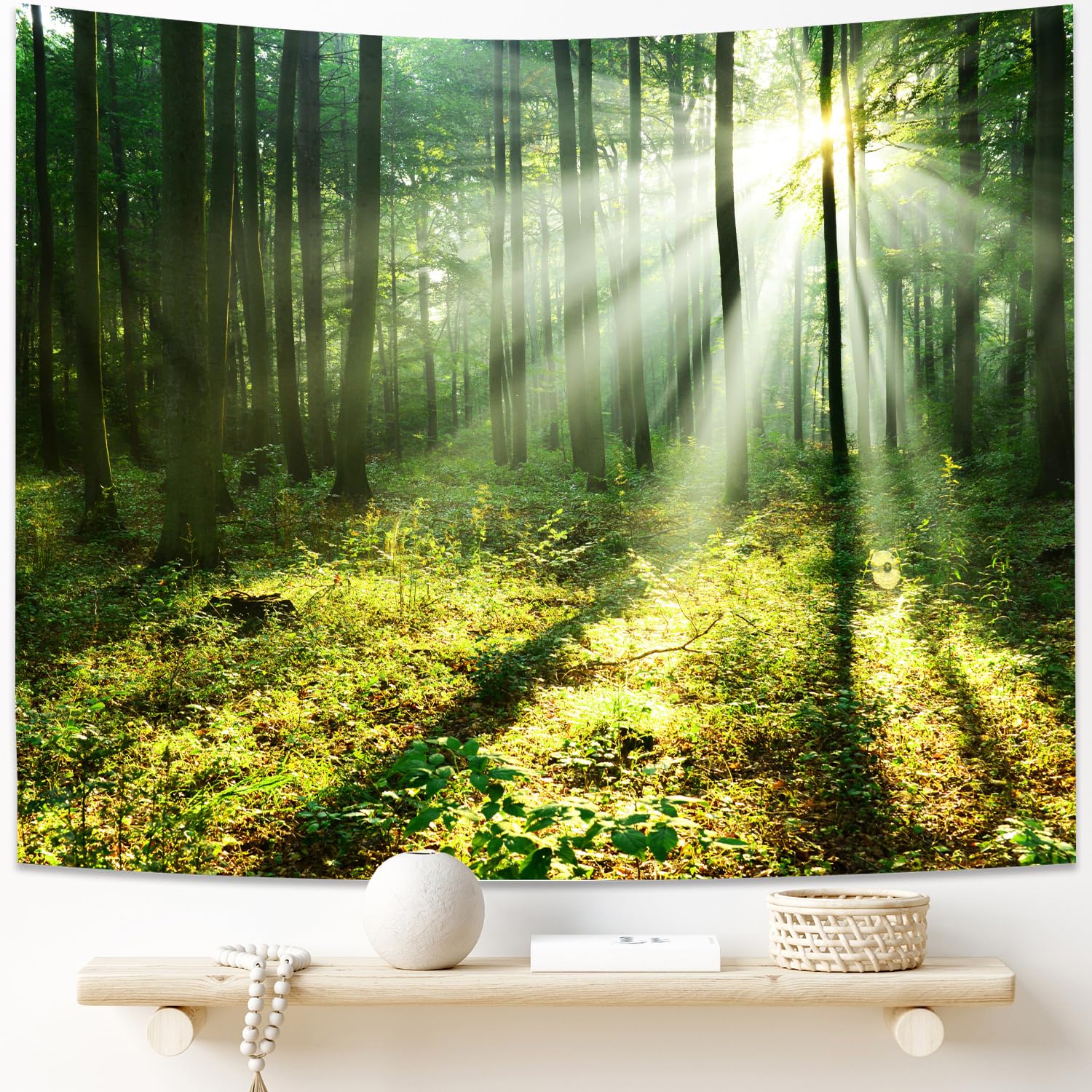 Floraland Forest Tree Tapestry Wall Hanging Sunlight through Trees Nature Landscape Tapestry Wall Art for home bedroom Bathroom (51.2 x 59.1 inches,130 x 150 cm)