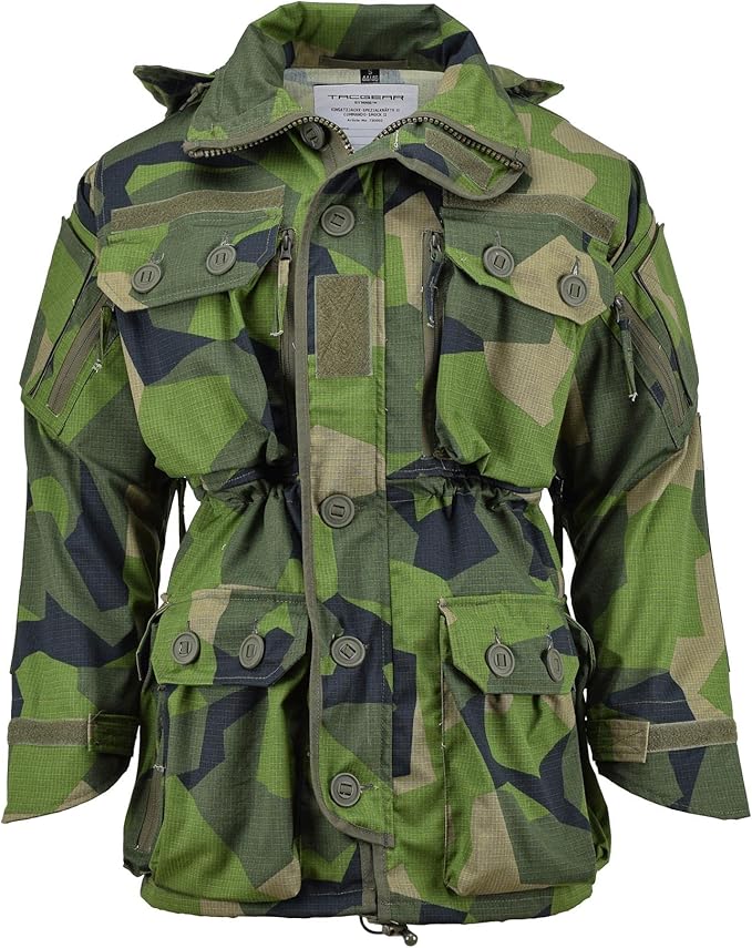 militar 瑞典 m90 迷彩夹克军装拉链男式 tacgear 罩衣,带可拆卸兜帽
