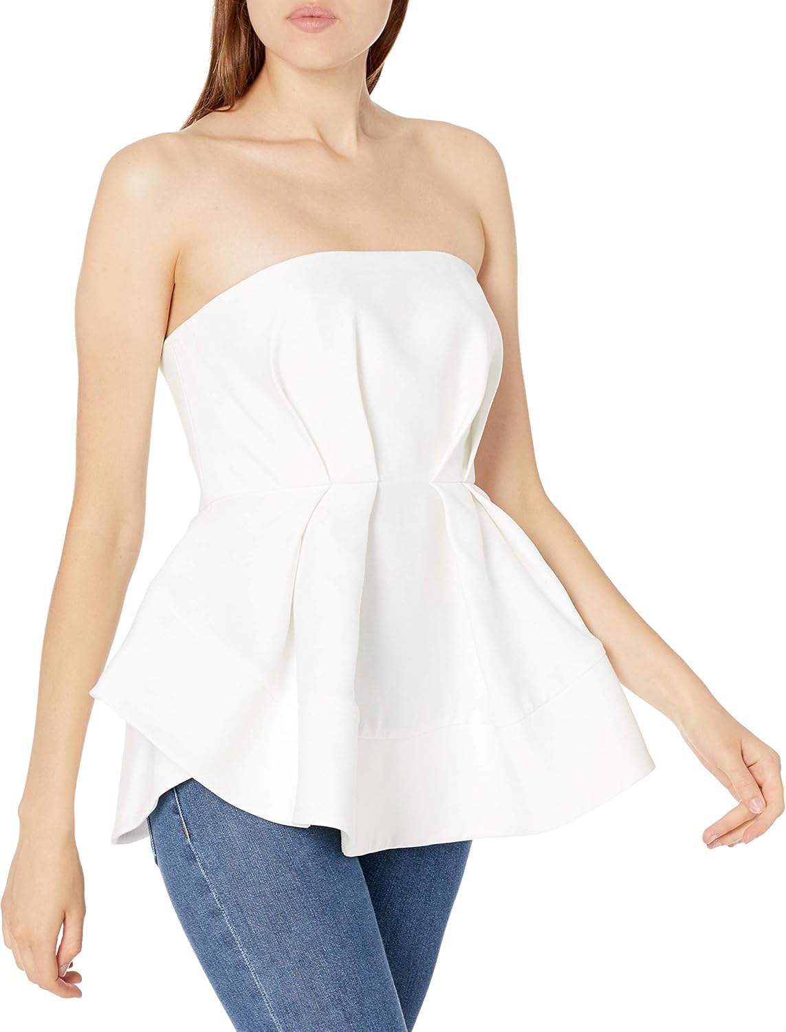 c/meo collective 女式活力无肩带荷叶边上衣