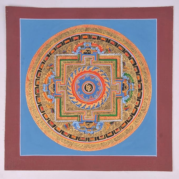 者梅 尼泊尔进口 曼茶罗 唐卡 天然矿物颜料 手绘 25*25cm tk130