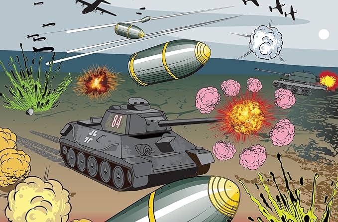 jp伦敦壁画卡通战争游戏坦克炸弹3宽x2英尺高spmur2127完全可拆卸即剥