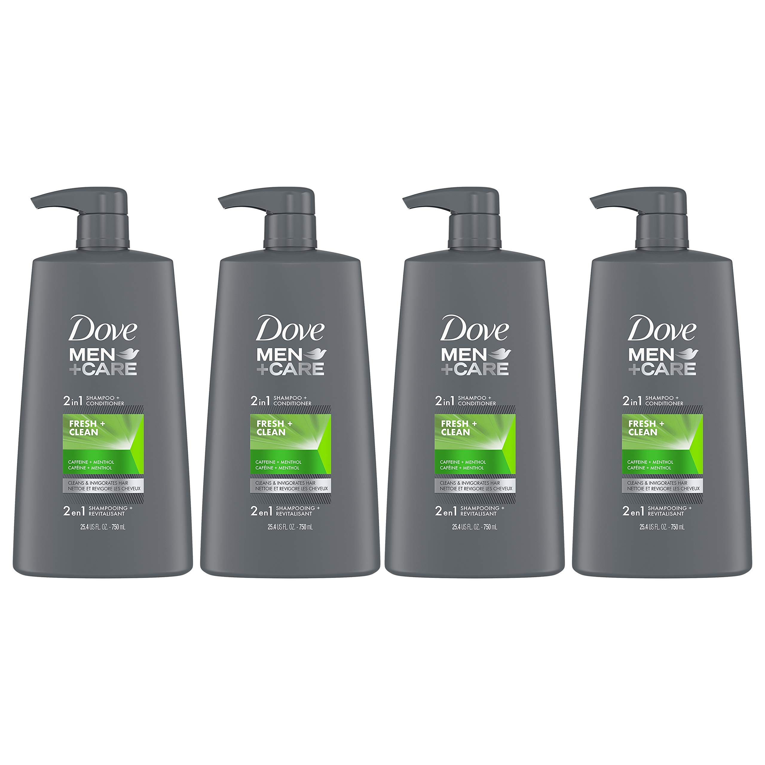 Dove for Men + Care 2-in-1 Shampoo and Conditioner, nourishes and rejuvenates, refreshes and helps strengthen hair, 750ml, 4 packs