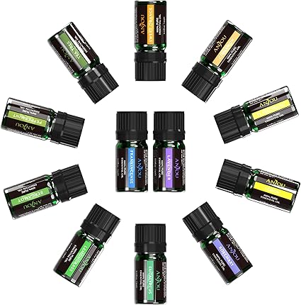 精油套装 Anjou Top 12 100纯香薰精油 12 X 5毫升 薰衣草 甜橙 薄荷味 茶树 桉树 柠檬草 卑尔香草 卑尔莫特 富兰金香味 亚马逊中国 美容化妆