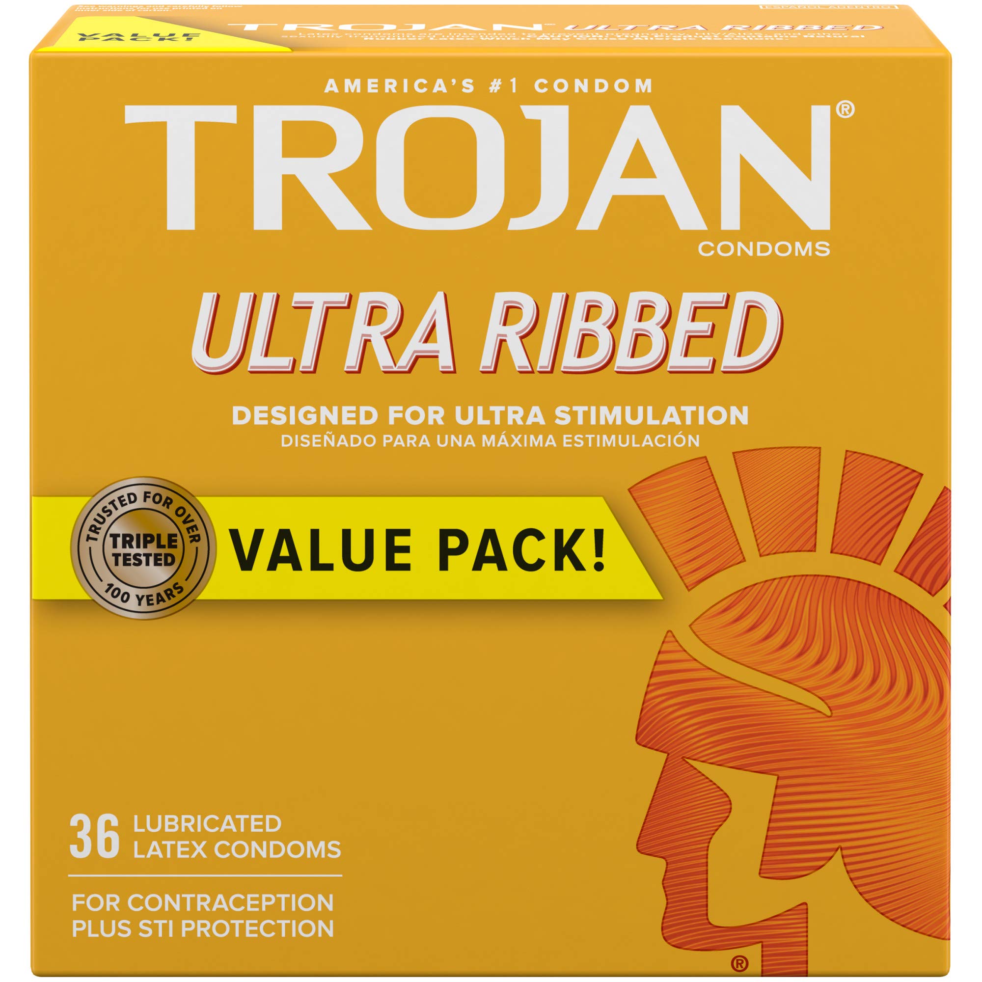 Trojan ultra stimulating ribbed condom, 36 pieces