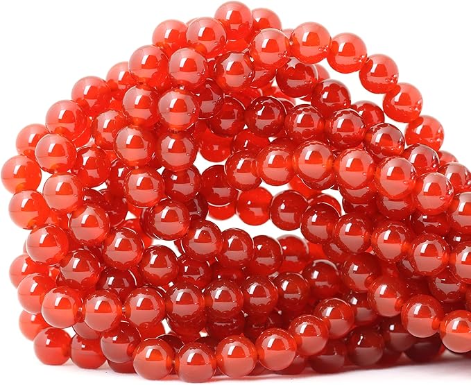 cheavian 45 件 8 毫米天然红色玛瑙宝石圆形散珠,用于珠宝制作 1 串