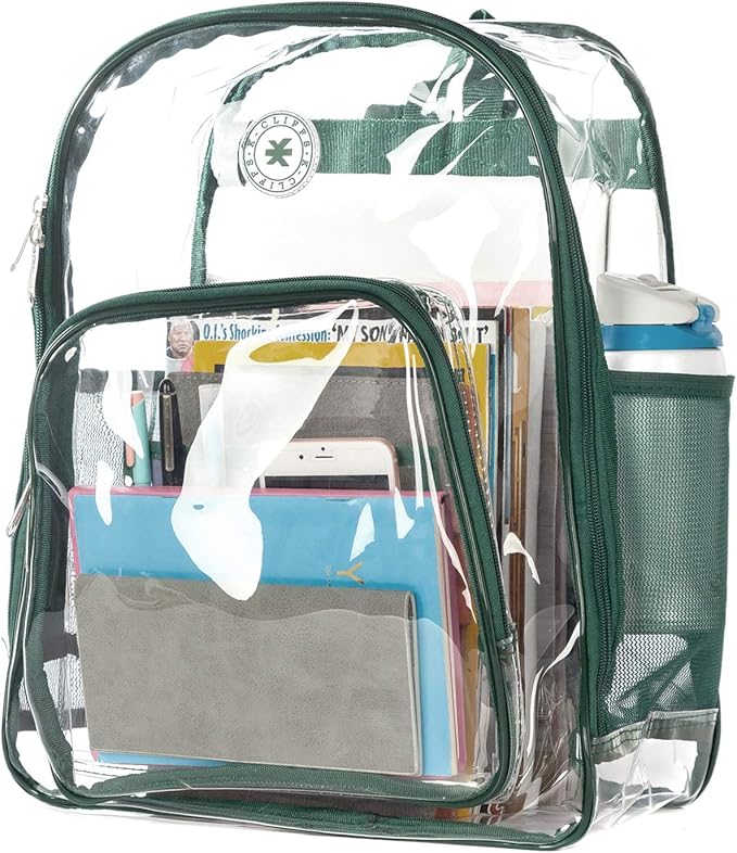 重型透明背包透视 pvc 体育场*透明工作包 clear/green trim one_size