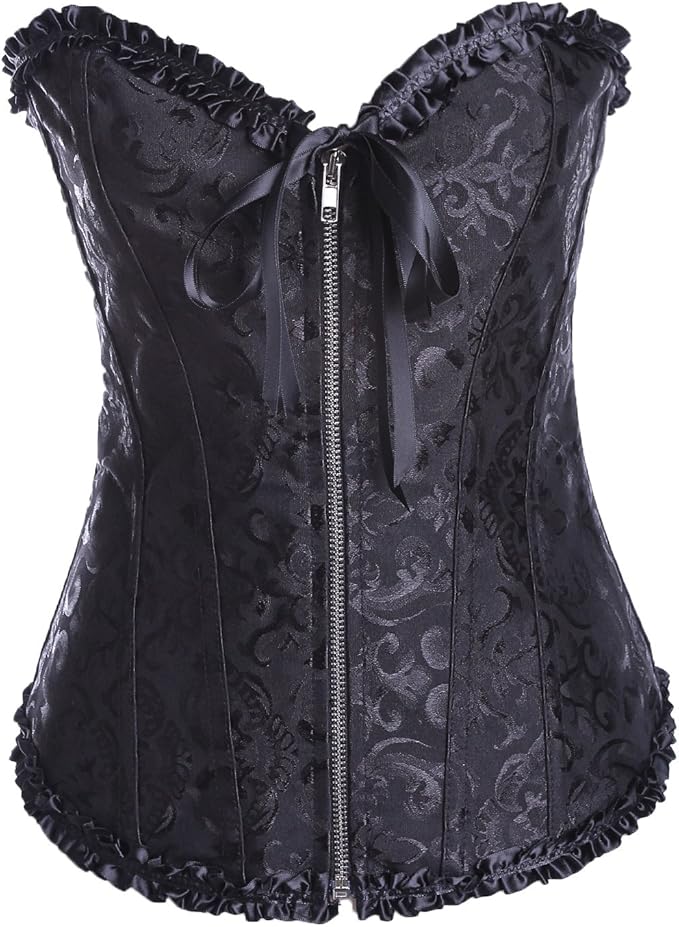 boomyinglam女式紧身胸衣缎面系带骨头束腰紧身胸衣适用于万圣节服装