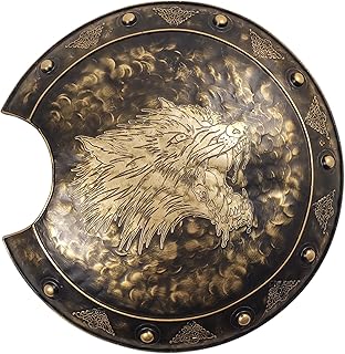 looyar 新月形罗马狼头古希腊金属盾牌手工制作骑士战士服装 万圣节